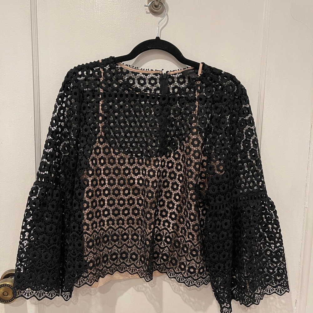 J.Crew Lace Bell Sleeve Blouse